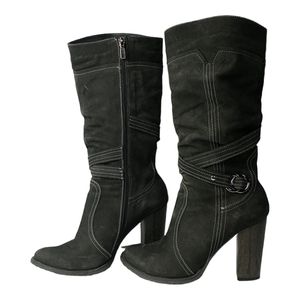 Madiro Italian Design Brown Leather Suede Heeled Boots Size 40/9 insulated